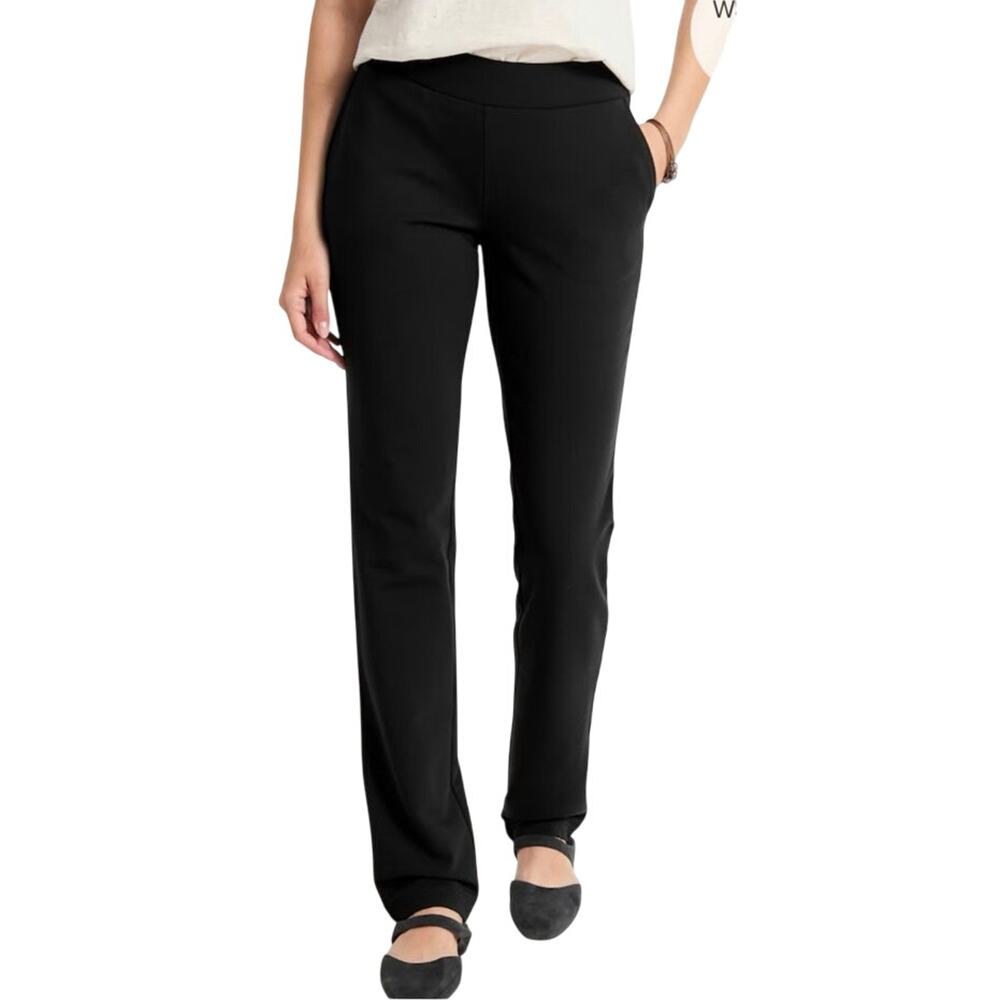 NWT J.Jill PureJill Affinity French Terry Slim Leg Pants Sz L Petite Black Pima